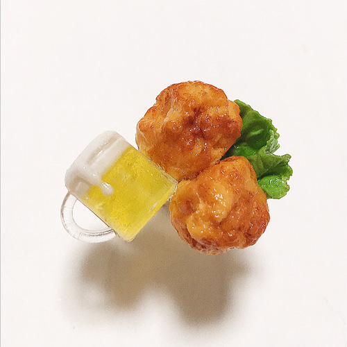 Xmasセール！】唐揚げビールのリング♡ミニチュア、フェイクフード