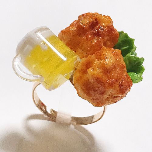 Xmasセール！】唐揚げビールのリング♡ミニチュア、フェイクフード