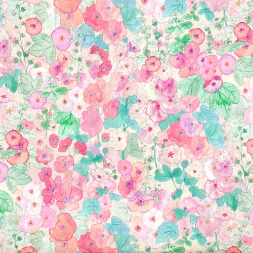 ○Liberty : Holly hocks フレンチスリーブブラウス(ベージュ