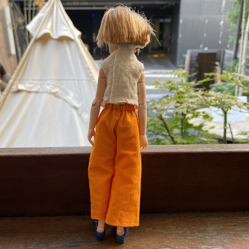 079 リカちゃん ブライス ハンドメイド 服 ツィードオレンジコート