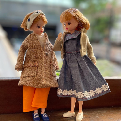 リカちゃん　洋服　スェード❤︎パーカー　ベージュ　ハンドメイド リカちゃん服 半袖ショート丈 セットアップ スウェット - ドール