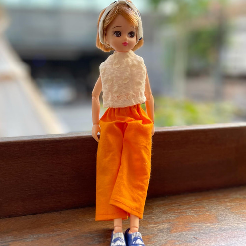 079 リカちゃん ブライス ハンドメイド 服 ツィードオレンジコート