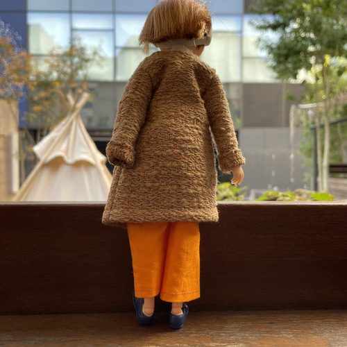 079 リカちゃん ブライス ハンドメイド 服 ツィードオレンジコート