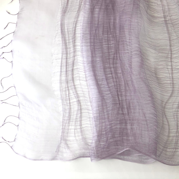 ハーブ（ログウッド）染め　ふわふわ三重織シルクストール 5枚目の画像