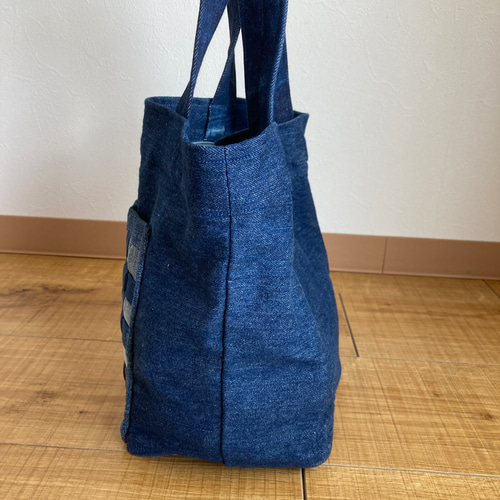 ハンドメイド デニムリメイク 編み込みトートバッグ - メルカリ
