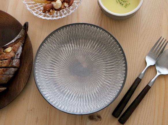 小石原焼 深皿 中皿 6寸皿 飛び鉋 18cm 森山實山窯 陶器 食器 器 15枚目の画像