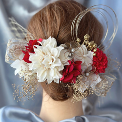 ❤️1番人気❤️】赤✖️刺繍リボンの髪飾り 成人式 成人式前撮り 結婚 