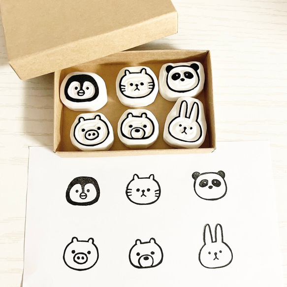 動物スタンプ6個セット　消しゴムはんこ 1枚目の画像