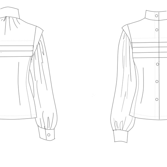 型紙　ソレッラブラウス＜ソレッラの憂鬱＞レトロ、クラシカルなハンドメイド用型紙（CADパターン） 6枚目の画像
