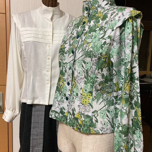 ➁オーダーメイド追加画絹ブラウススカートセットアップ昭和レトロバラ