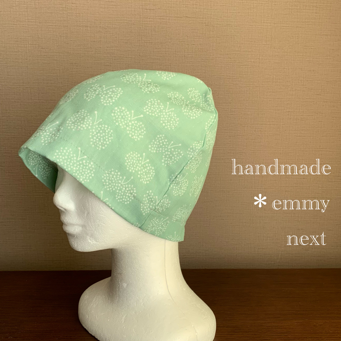 送料無料＊handmadeダブルガーゼ帽子〈papillonミント〉ケア