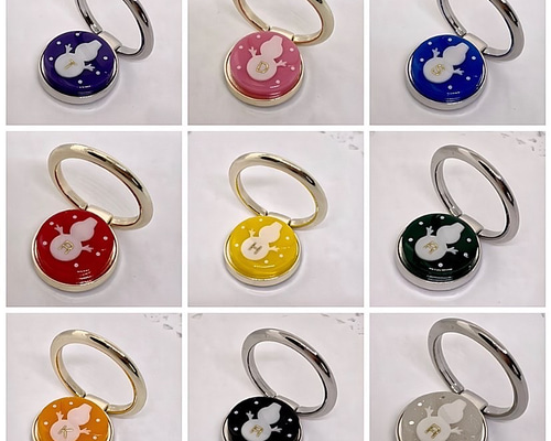 再販☆選べる9カラー！イニシャル入り雪だるまスマホリング/バンカー