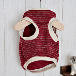 犬服　❁セミオーダー❁　ふんわり裏起毛ニット　ワインボーダー　★再販★ 6枚目の画像