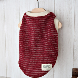 犬服　❁セミオーダー❁　ふんわり裏起毛ニット　ワインボーダー　★再販★ 3枚目の画像