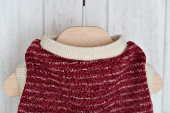 犬服　❁セミオーダー❁　ふんわり裏起毛ニット　ワインボーダー　★再販★ 4枚目の画像