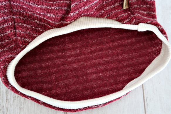 犬服　❁セミオーダー❁　ふんわり裏起毛ニット　ワインボーダー　★再販★ 7枚目の画像