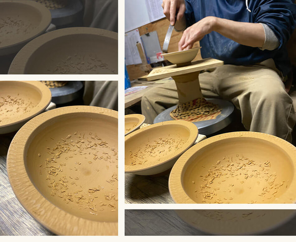 小石原焼 平鉢皿 白 飛び鉋 圭秀窯 陶器 食器 深皿 10枚目の画像
