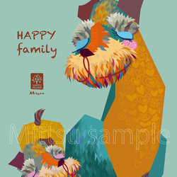 選べるサイズ　ハッピー・オリジナルポスター『HAPPY family』犬の親子アンバーとカーキー☆  送料無料 5枚目の画像