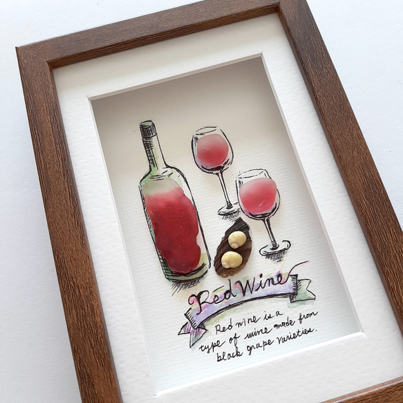 〈赤ワイン〉シーグラスアート 3枚目の画像
