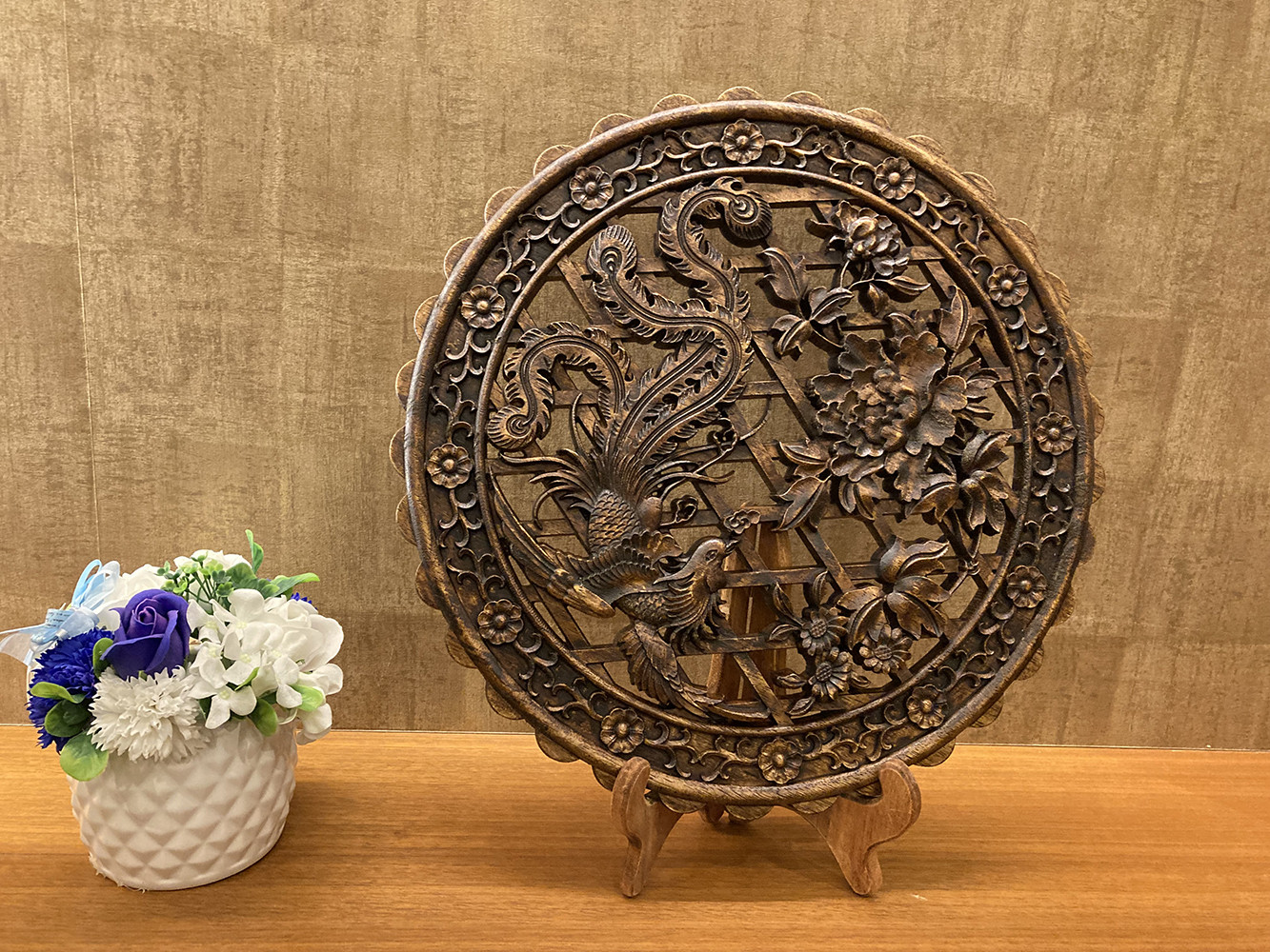 絵画 桂月刻 額装 昭和レトロ 牡丹 彫金製 インテリア 銅板彫刻 額縁 花