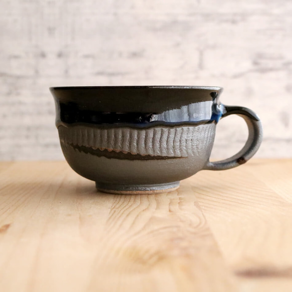 小石原焼 鉄釉掛分 ティーカップ コーヒーカップ 秀山窯 陶器 器 shuzan-010 2枚目の画像