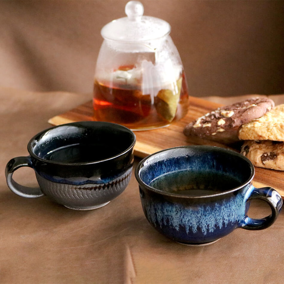 小石原焼 鉄釉掛分 ティーカップ コーヒーカップ 秀山窯 陶器 器 shuzan-010 11枚目の画像