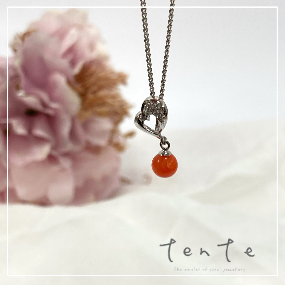 【シルバーコーラルジュエリー】ピンクサンゴ オープンハートペンダント 宝石珊瑚 ｎ006