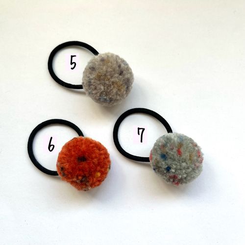 PomPonヘアゴム2個セットキッズ毛糸ポンポングリーンシンプル