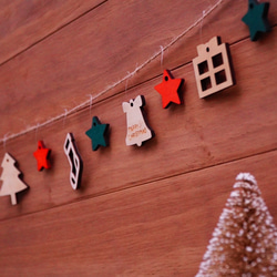 クリスマス　木製　ガーランド　ポップ 4枚目の画像