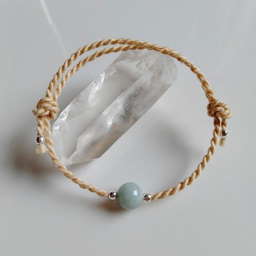 Silver925】本翡翠◇精麻お守りブレスレットビルマジェダイトヘンプ