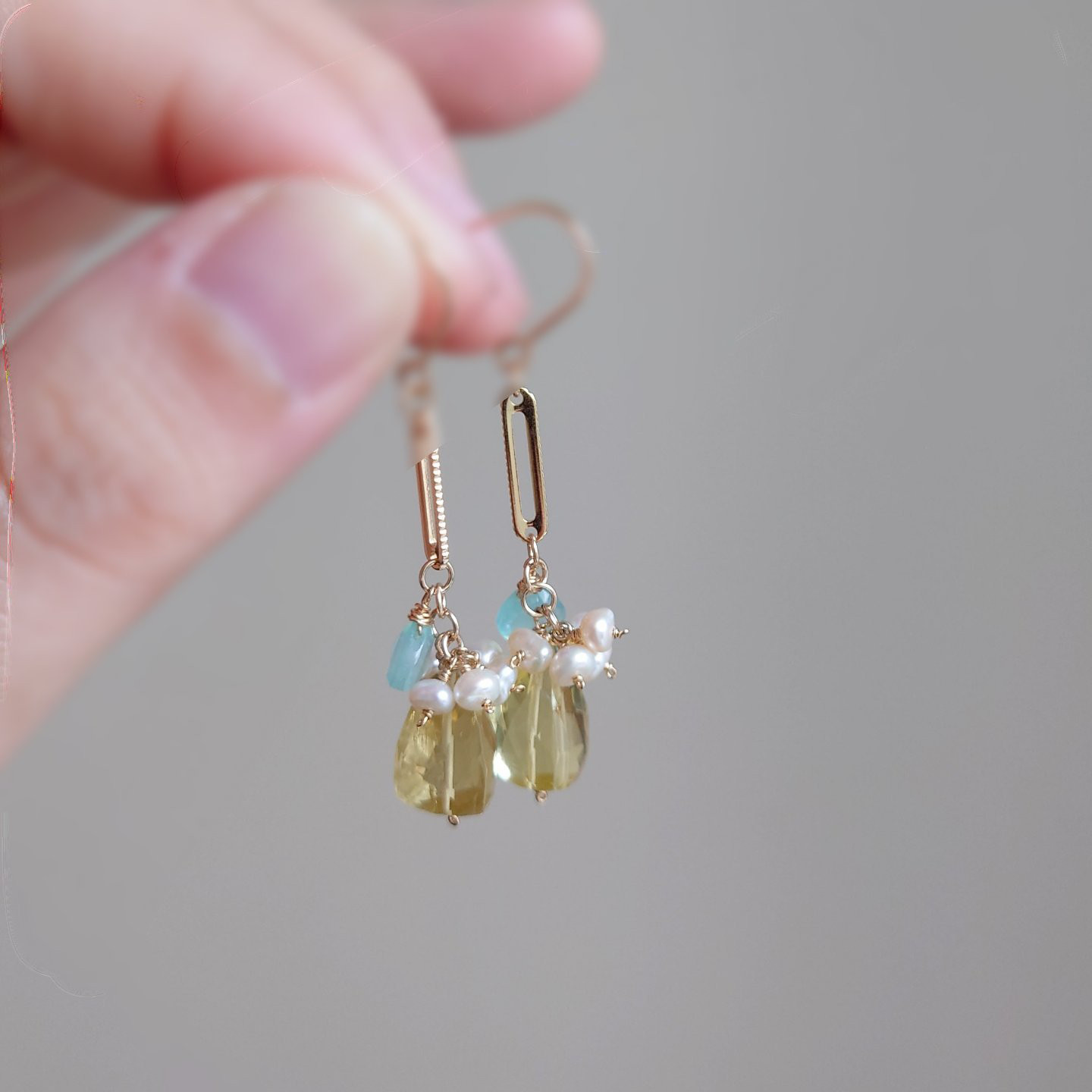 レモンクォーツのピアス