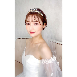 低めティアラ ティアラ　ウェディング　ブライダル　ビジュー　花嫁人気　結婚式カチューシャティアラ 　h250 3枚目の画像