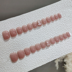 【2022.11新作♥即日発送】韓国ファッション　3Dクマ♥パール　血色ピンク　ネイルチップ　つけ爪　-3147 5枚目の画像