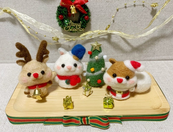 《受注制作》ハムスターのクリスマスパーティー【3匹セット】 2枚目の画像