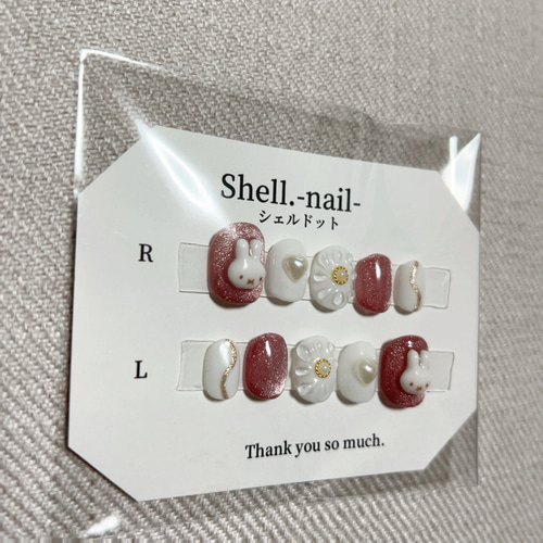 ネイルチップ うさぎネイル マグネットネイル ミラーネイル ニュアンス