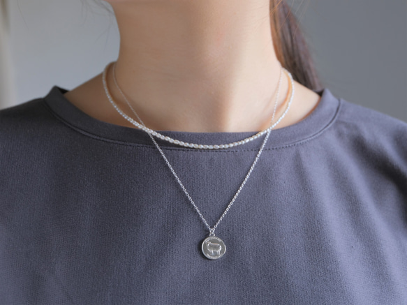 羊コインネックレス２本セットEigðu góðan dag necklace　silver　パールネックレス　シルバー 7枚目の画像