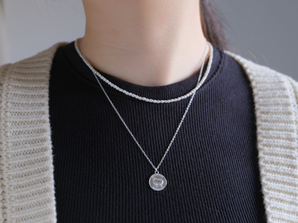 羊コインネックレス２本セットEigðu góðan dag necklace　silver　パールネックレス　シルバー 11枚目の画像