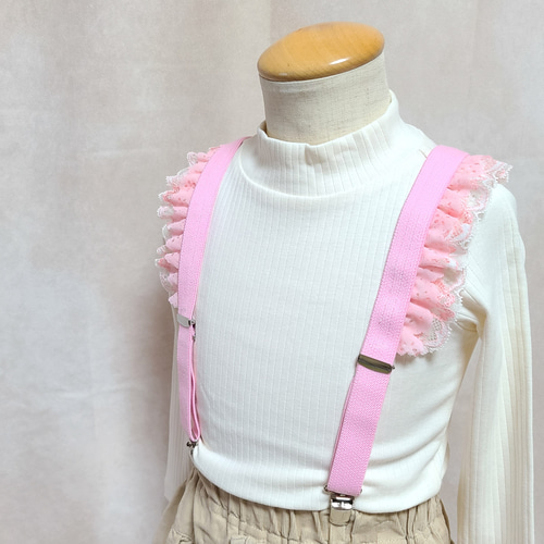サスペンダー【キッズ】【デコレーションサスペンダー】ピンク×ピンク3 