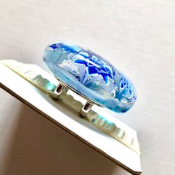 《クリオネとクラゲ》　帯留め　とんぼ玉　ブルー　冬　雪の結晶　花　着物　クラゲ　クリオネ 4枚目の画像