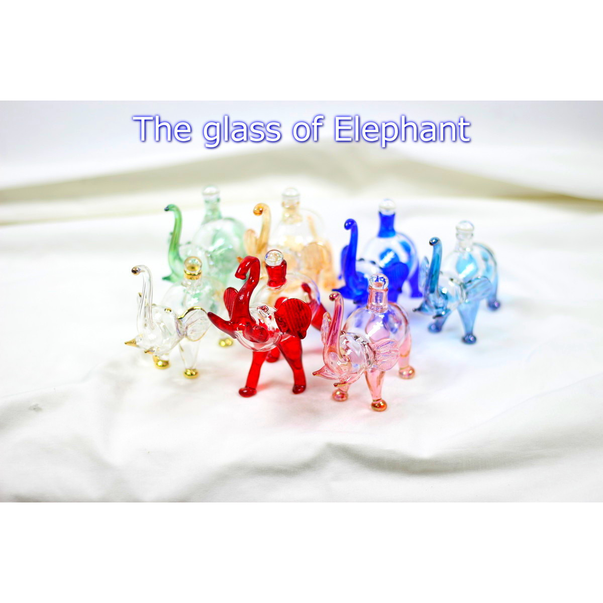 「ハーバリウム　空瓶　象　７本７色セット」エレファント　エジプト　エジプシャンボトル動物アイテム　エジプトの職人