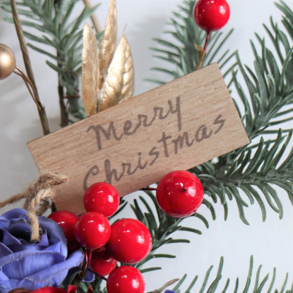 【クリスマス】バラと木の実、シナモンのワイヤーリース 7枚目の画像