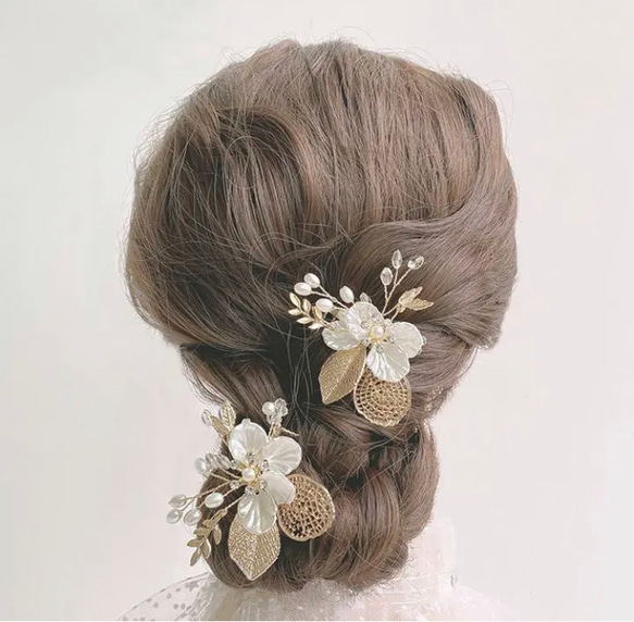 NEW ウェディング 結婚式 髪飾り ヘアアクセサリー 2個セット 10/11