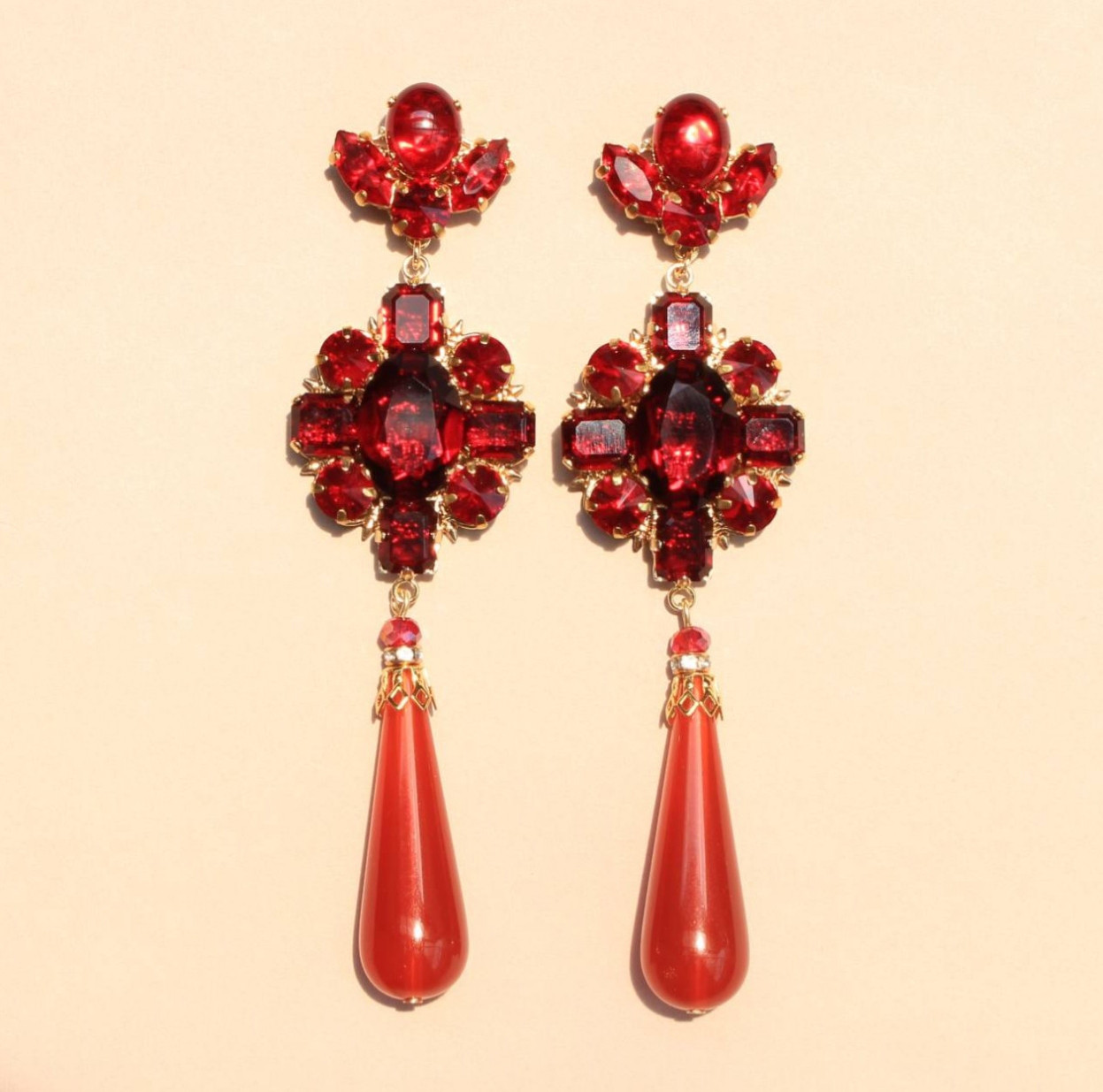 レッド ヴィンテージスワロフスキー ロココ調 ブライダル アクセサリー