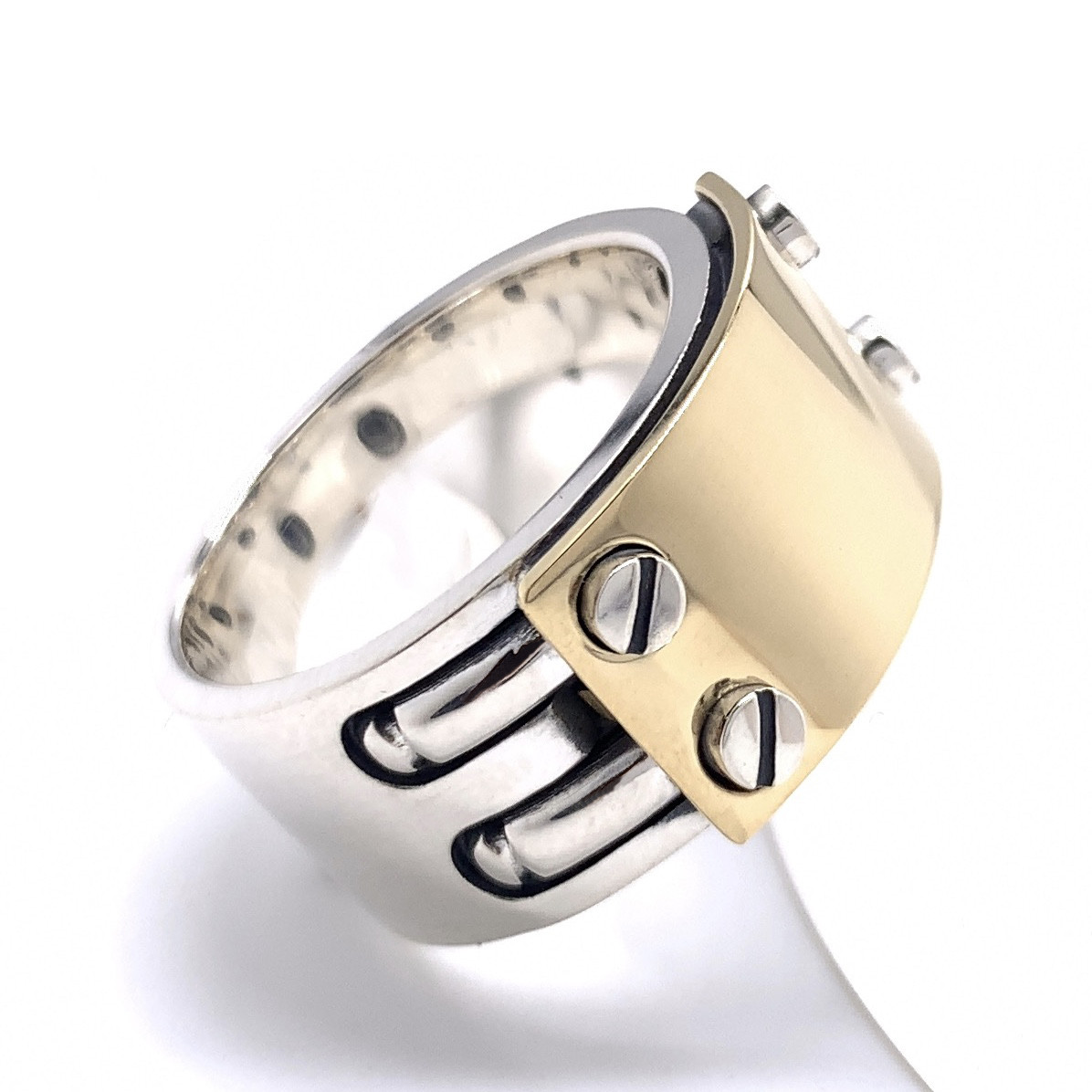 ごつめ K18 プレート メンズリング シルバー925　FC49K