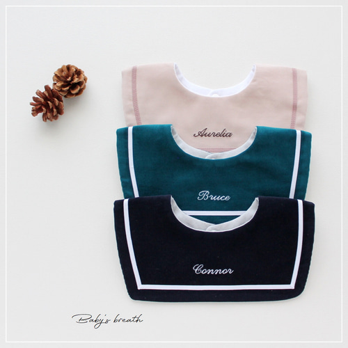 選べる13色 コーデュロイ セーラースタイ⚓お名前 刺繍 スタイ