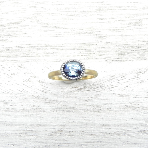 K18YG Pt950H 大粒バイカラーサファイアリング 指輪・リング Ton Ton