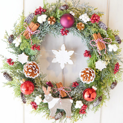 外玄関OK＞クリムゾンーカラーのクリスマスリースLサイズ アート