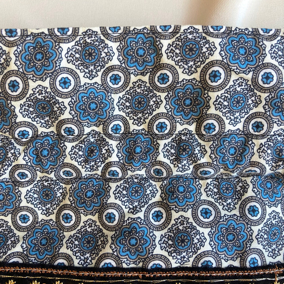 ✧ Arabian Blueシリーズ ✧ 巾着ポーチ インド刺繍 刺繍ポーチ 大容量  アラベスク 7枚目の画像