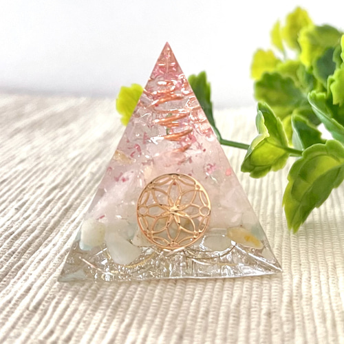 リピーター様（いちご様）のオプション追加の出品です（オルゴナイト） 傷付いた心を癒し穏やかな心へ】ローズクォーツとアマゾナイトの