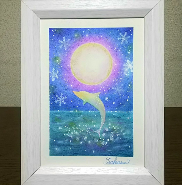 パステル　海 海とイルカのパステルアート スノー・アンド・ムーンライツ